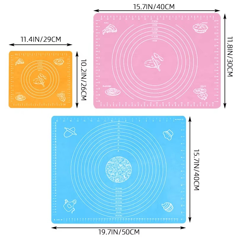 Non-Stick Silicone Baking roti Mat large size With Measurements Heat Resistant Cookie Sheet Oven Liner 40*50cm (Multi color)