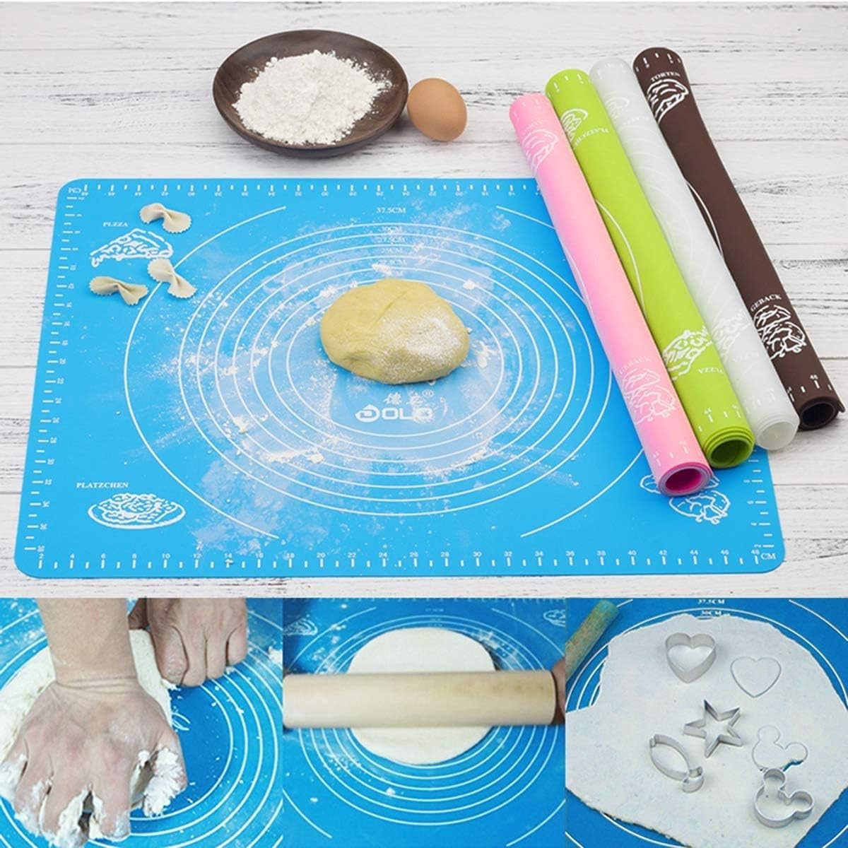 Non-Stick Silicone Baking roti Mat large size With Measurements Heat Resistant Cookie Sheet Oven Liner 40*50cm (Multi color)