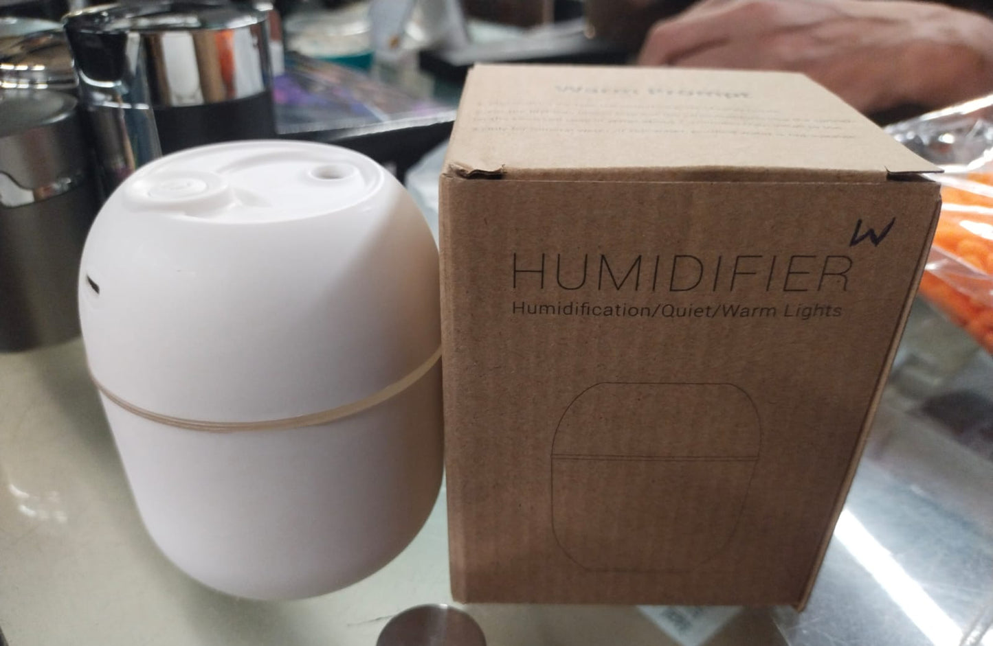 Humidier with Warm LED Outline USB Portable Air Humidifier Essential Oil Diffuser Modes Auto Off With LED Light For Home Car Mist Maker Face Steamer Car Air Fresheners