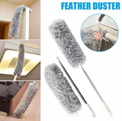 Microfiber Fan Duster Telescopic Extendable Gray Duster 360 Flexible Dirt And Dust Duster For Home Office Use foldable