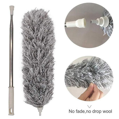 Microfiber Fan Duster Telescopic Extendable Gray Duster 360 Flexible Dirt And Dust Duster For Home Office Use foldable